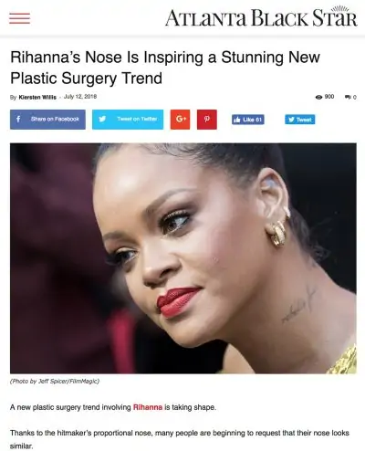 Rihanna’s Nose Is Inspiring A Stunning New Plastic Surgery Trend