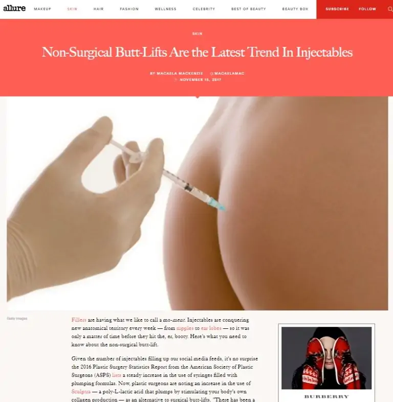 Non-surgical Butt-lifts Are The Latest Trend In Injectables