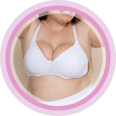 Woman with white bra, full breast