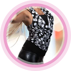 woman wearing a black slim outfit