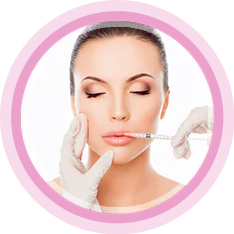 woman getting injectable treatment on her lips