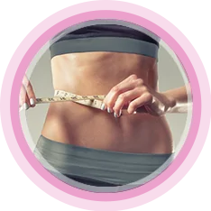 woman with slim waist measuring her hips