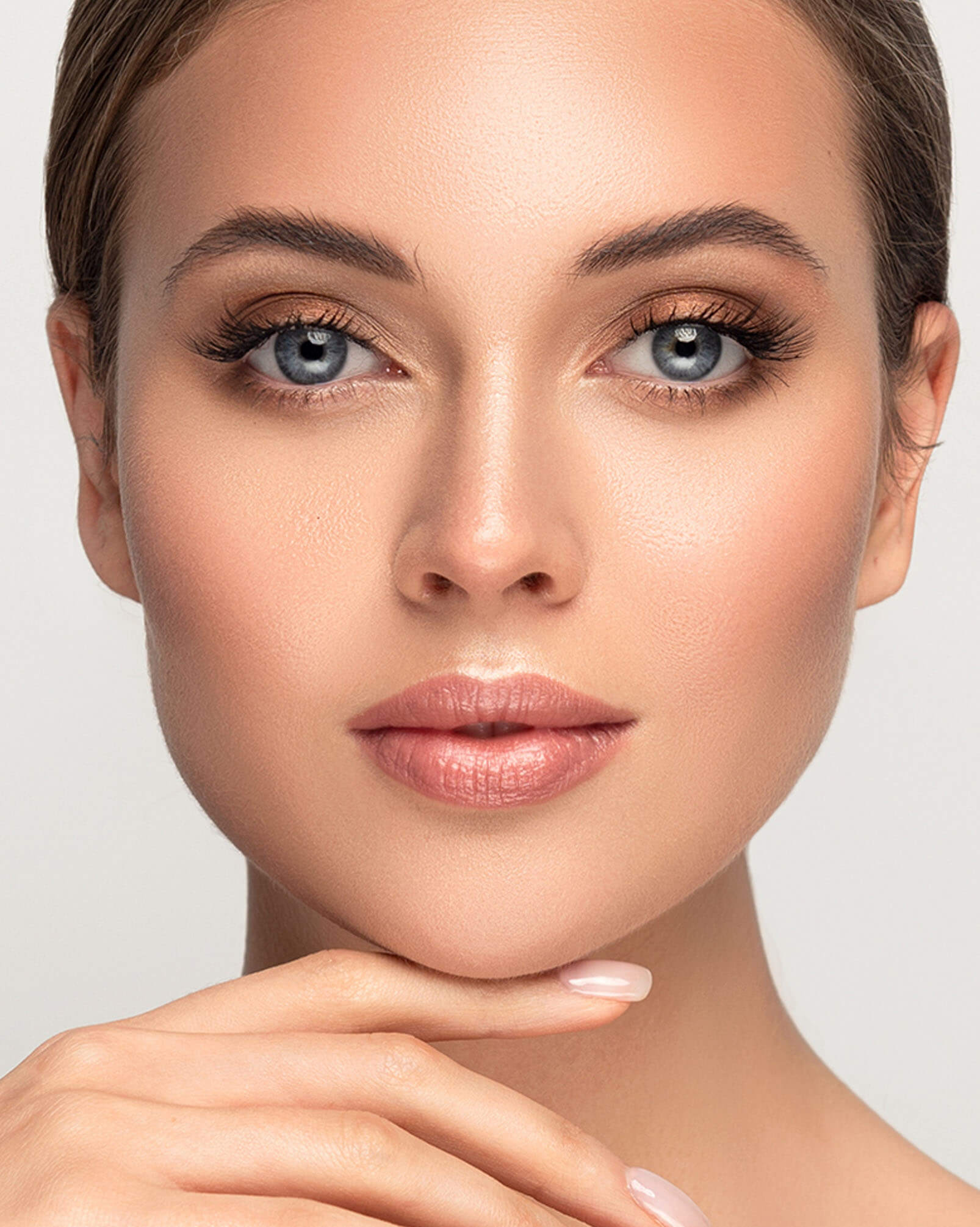 Close up of a beautiful woman with flawless skin